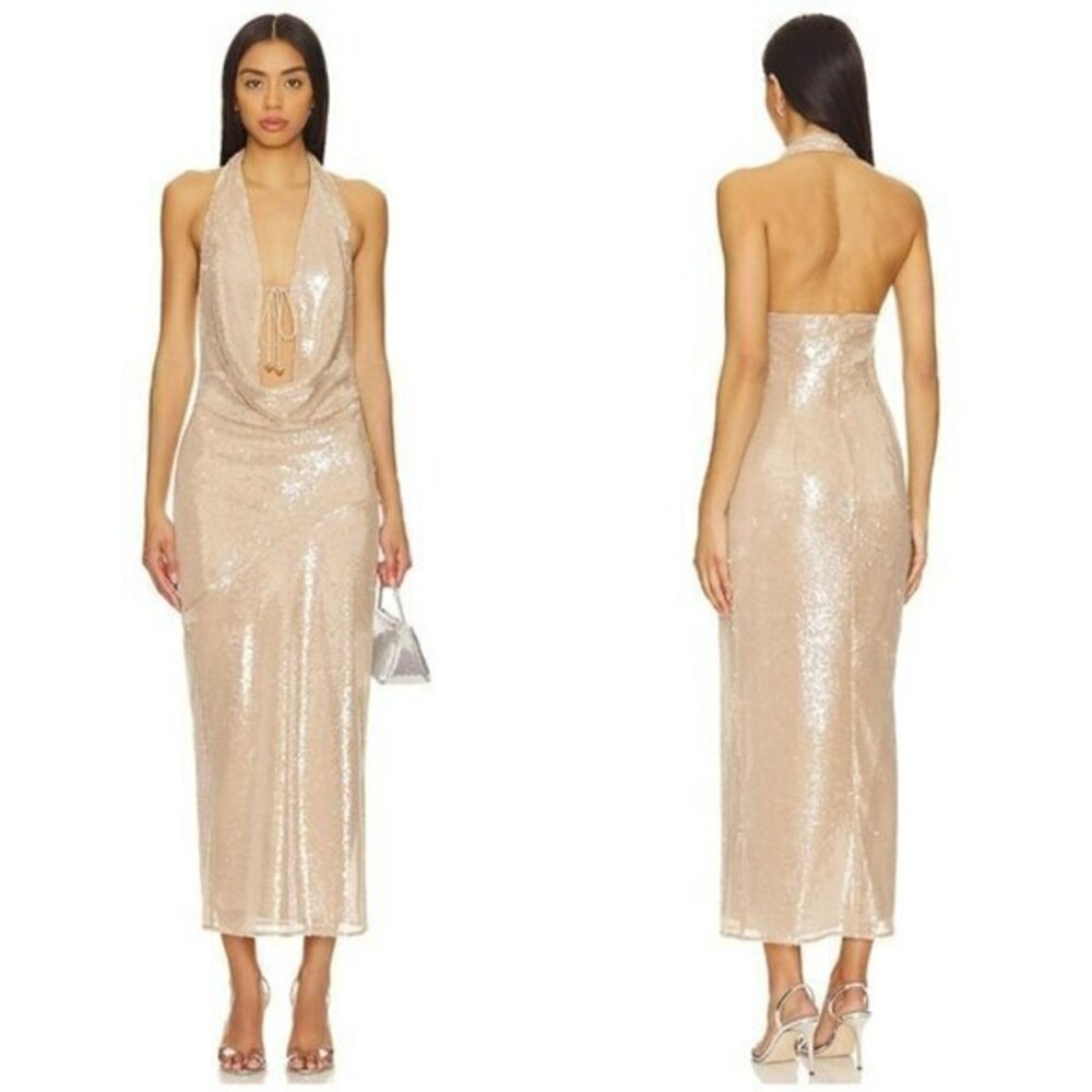 Lovers and Friends Stevie Sequin Midi Dress - Nude Neutral